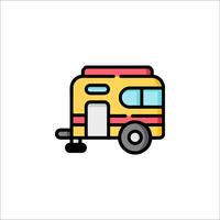 A small yellow camper trailer icon on a white background vector