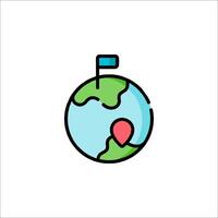 A globe with a pin on it and a map vector
