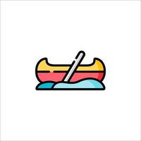 A canoe with a paddle and a stick on the water vector