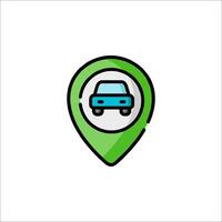 Car icon on a map pointer illustration vector