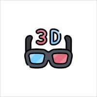 3d glasses icon with the word 3d vector