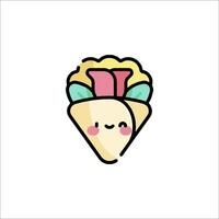 A cute little taco with a face on it vector