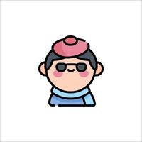 A cartoon character with glasses and a hat vector