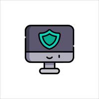 A computer monitor with a shield on it vector