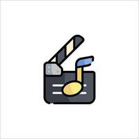 A movie clapper and music note icon vector