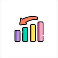 A colorful bar chart with an arrow pointing up vector