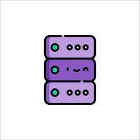 A purple and green icon of a server vector