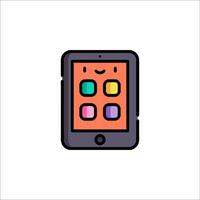 A colorful tablet with a smiley face on it vector
