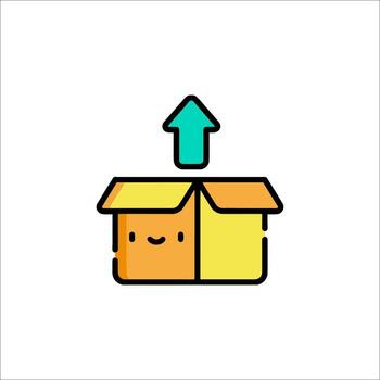 A box with an arrow pointing up and a smiley face vector