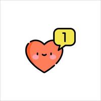 A heart with a speech bubble and a number one vector