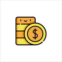 A dollar coin and a stack of money icon vector