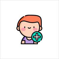 A cartoon character holding a plus sign vector