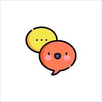 Two speech bubbles with a face on each side vector