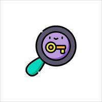 A magnifying glass with a key inside vector