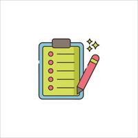 A clipboard with a pencil and check list icon vector