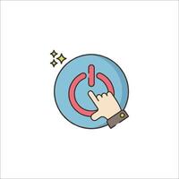 A hand pressing a button on a button icon vector