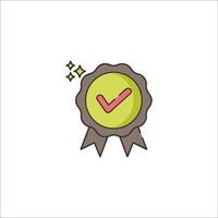 A green ribbon with a tick mark on it vector