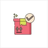 A box with a check mark and a green arrow vector