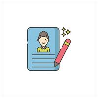 A person holding a pencil and a paper with a person's face on it vector
