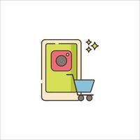 A smartphone with a shopping cart icon vector