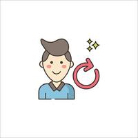 A man with a red arrow pointing to the right vector
