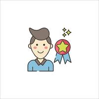 A man with a star and a ribbon icon vector