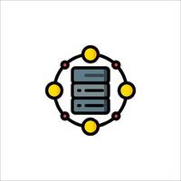 A server icon with yellow dots vector