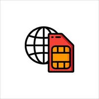 Sim card icon with globe and phone vector