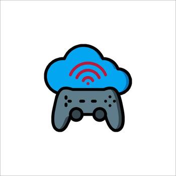 A game controller with a cloud icon vector