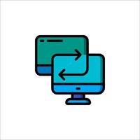 A computer monitor with a green arrow pointing to it vector