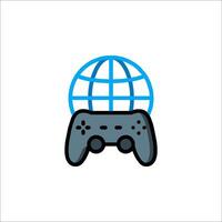 A globe and controller icon on a white background vector