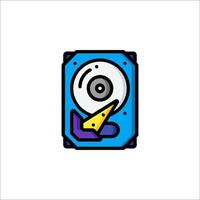 A hard drive icon with a pencil and a pencil vector