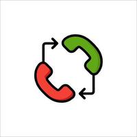 A phone icon with a red and green arrow pointing to the left vector