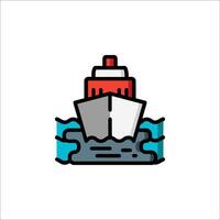A ship in the ocean with a red and white flag vector