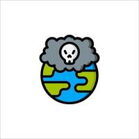 A skull and cloud on the earth with a skull on it vector