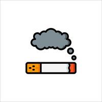A cigarette with a thought bubble and cloud vector