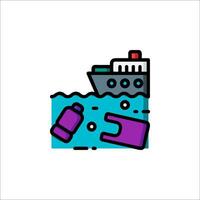 A ship and a garbage bin in the ocean vector