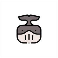 A whale icon with a black and white background vector