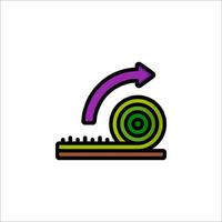 A green and purple roller on a table vector