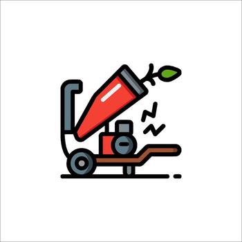 A red and green machine with a leaf on it vector