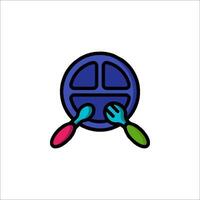 A colorful plate with two forks and a knife vector