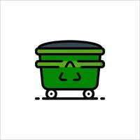 A green trash can icon on a white background vector