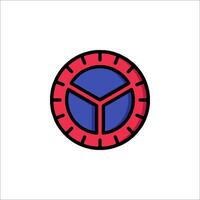 A red and blue logo with a circle in the middle vector
