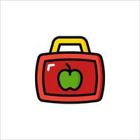 A red lunchbox with an apple inside vector