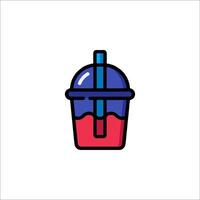 A red and blue drink in a cup with a straw vector