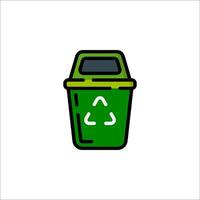 A green trash can icon on a white background vector