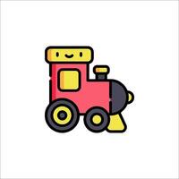 A cartoon train icon with a smiley face vector