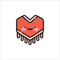 A cute heart shaped icon with a fringe vector
