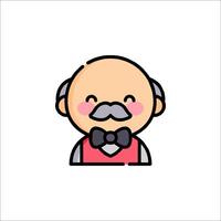 An old man with a mustache and bow tie vector