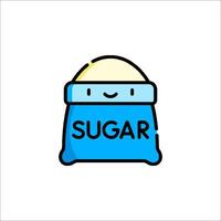 A cartoon sugar bag with the word sugar on it vector